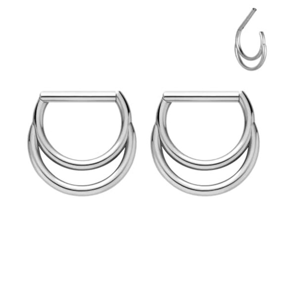 14G Titanium D-Shape Clicker Nipple Rings 14mm Hypoallergenic Body Jewelry - Picture 2 of 8